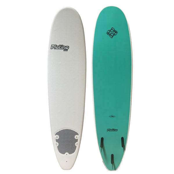 Platino 7ft 6inch Soft Top Softboard White Turquoise