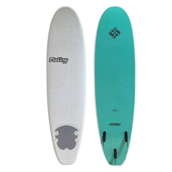 Platino 7ft Soft Top Softboard White Turquoise